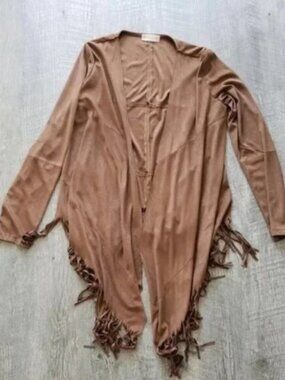 Altar'd State Brown Suede Fringe Jacket.